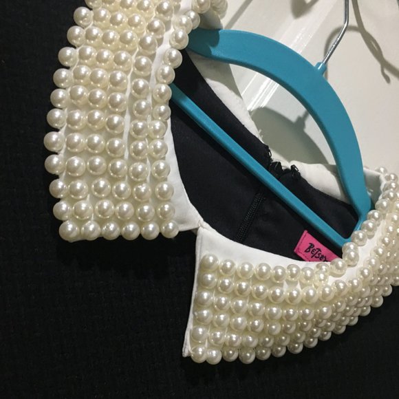 Betsey Johnson Beaded Pearl Peter Pan Collar Dress, sleevelss, size 6 NEW - Picture 4 of 11